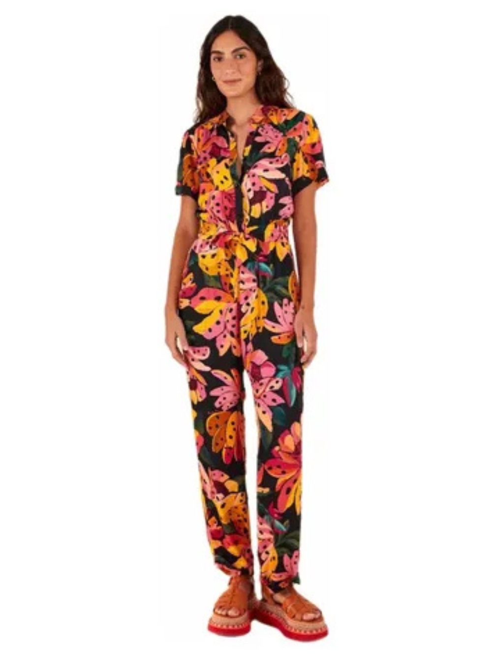 FARM Rio Brazil Black Banana Floral Jumpsuit $250